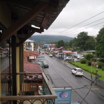 Uitzicht op Arenal vulkaan vanaf ons balkon